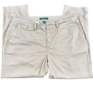 Lauren Ralph Lauren Khaki Chino Pants Classic Straight Leg Casual Cotton Size 12